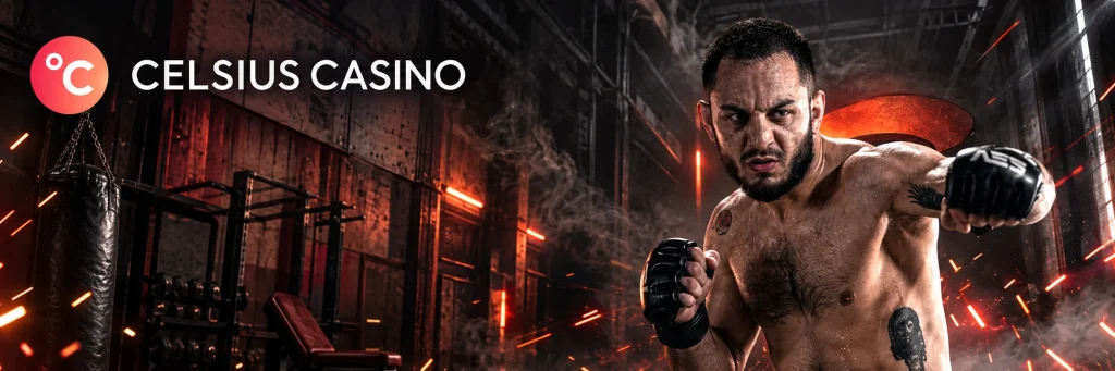 Visuel Celsius Casino avec un sportif, adapté du matériel de la marque